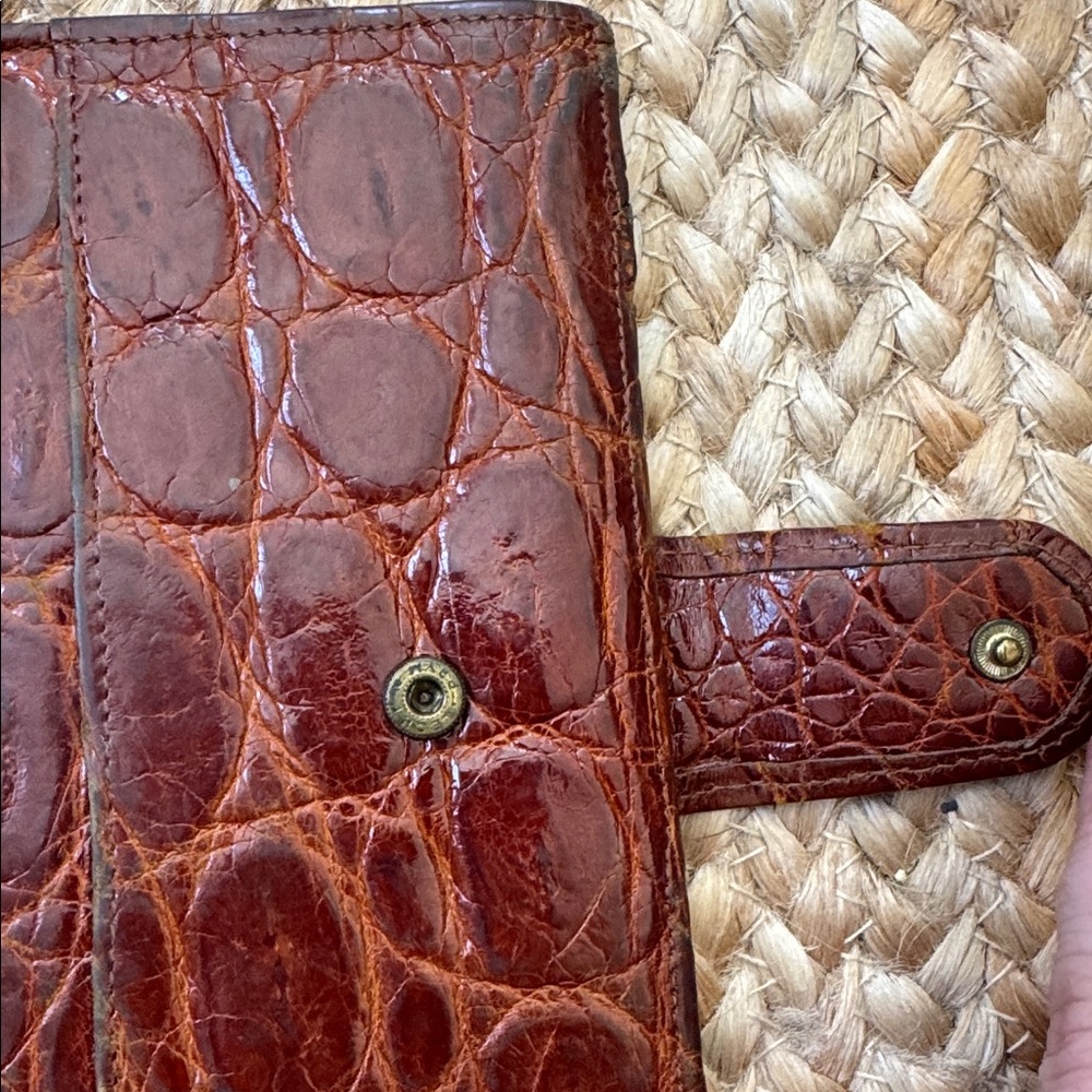 Luc Benoit Real Crocodile Brown Checkbook Billfold Wallet Vintage - Picture 2 of 10